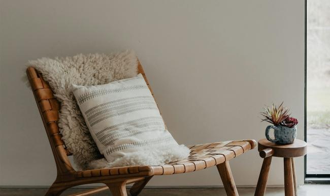 a chair with a pillow